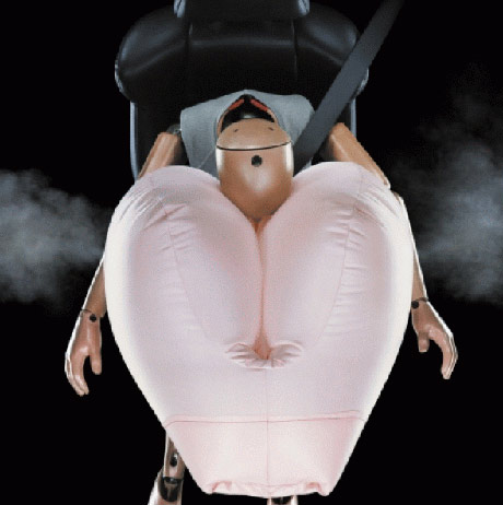 car air bag that looks like a pair of boobs or possibly an ass