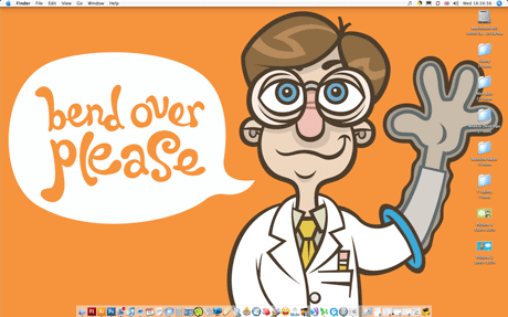 Cartoon doctor with a rubber glove