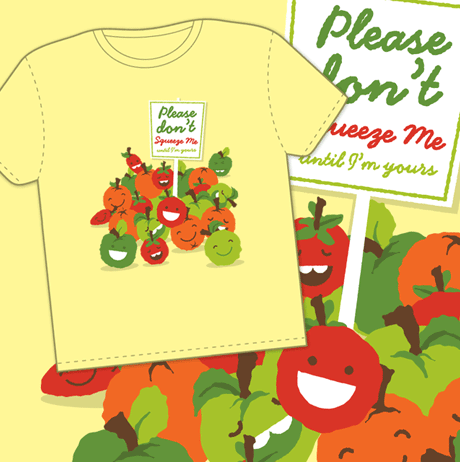 Don't squeeze me t-shirt, happy fruit
