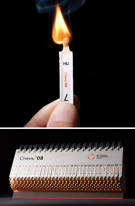 Calendar made out of matches