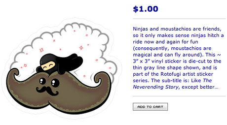 ninjas and moustachios are friends sticker