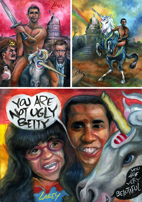 Obama Naked with Unicorns