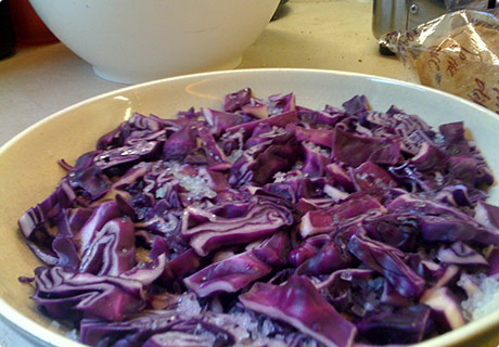dry-brining red cabbage