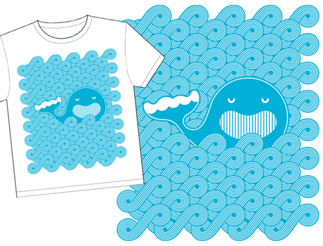Whale and waves on a t-shirt