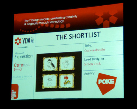 Simon Cock typo at the Y design awards