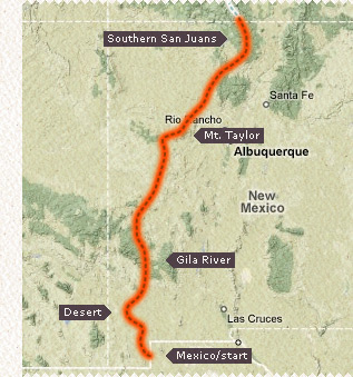 Little map of the New Mexico CDT section